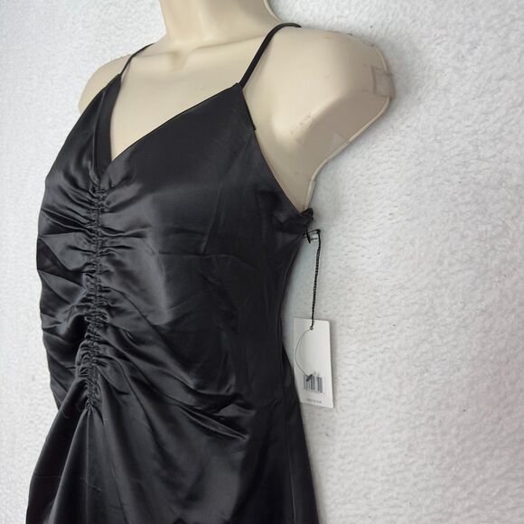 Jason Wu Black Satin Slip Dress L Midi Gown Cocktail Wedding Party Prom Glam NWT - Picture 4 of 14